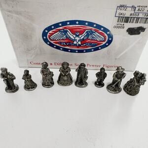 Vintage Americana Pewter Collection of 8 Pewter Pieces Historical Civil War Era